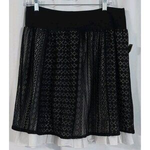 Studio 253 Women's Skirt Size Large Black Lace Ruffle White Lined Length 21"